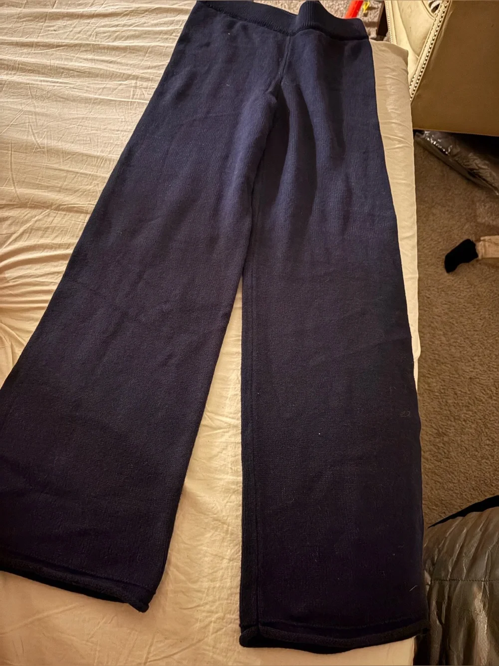 Pink Rose Navy Wide-Leg Knit Joggers
